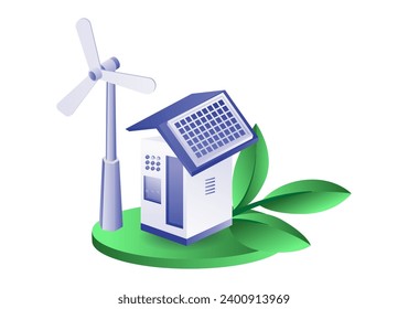 Eco green solar panel energy infographic illustration concept