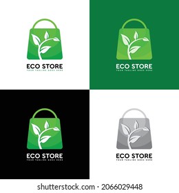 Eco green store vector logo illustration
