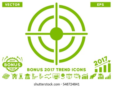 Eco Green Target pictograph with bonus 2017 year trend images. Vector illustration style is flat iconic symbols, white background.