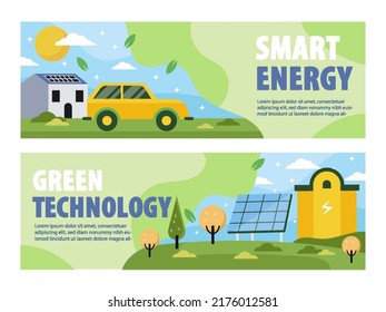 Eco Green Technology Banner Template Set.