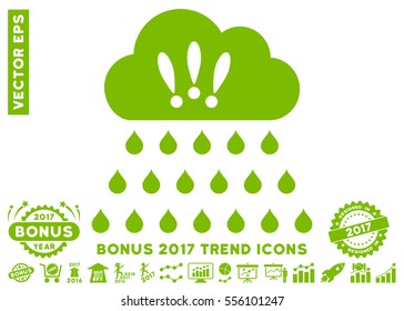 Eco Green Thunderstorm Rain Cloud pictograph with bonus 2017 trend elements. Vector illustration style is flat iconic symbols, white background.