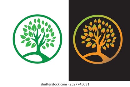 Eco green tree logo vector symbol circle pro icon design