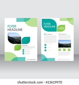 Eco Green Vector Annual Report Leaflet Brochure Flyer Template Design, Book Cover Layout Design, Abstract Green Presentation Templates