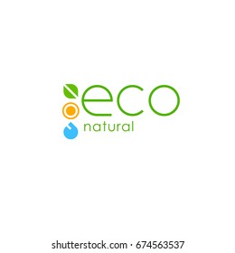 Eco green vector logo. Minimalistic symbol with nature elements for bio products or events.
