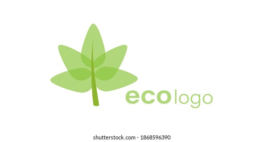 Eco green vector logotype. leaf logo design. environment care company emblem white background.
