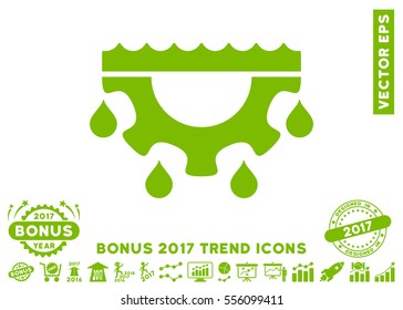 Eco Green Water Gear Drops icon with bonus 2017 year trend elements. Vector illustration style is flat iconic symbols, white background.