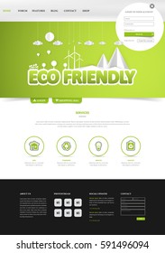 Eco Green Website Layout. Vector Illustration Eps 10.