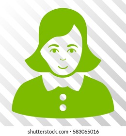 Eco Green Woman interface icon. Vector pictograph style is a flat symbol on diagonal hatch transparent background.
