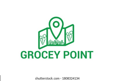 eco grocery deliver logo design idea and grocery point Delivery Logo Design Vector leaf grocery icon