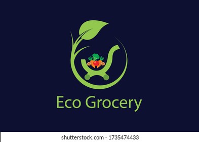 idea de diseño del logotipo de la tienda de comestibles ecológica 