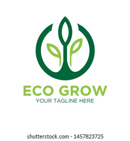 eco grow leaf logo designs