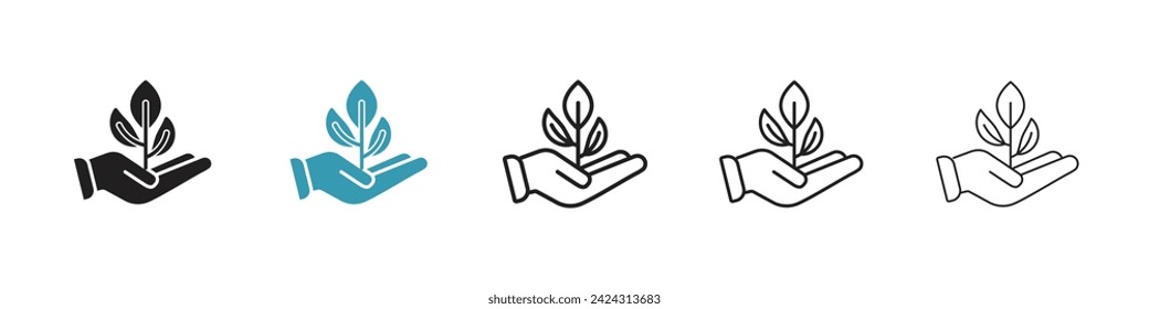 Eco Growth Vector Icon Set. Sprout care of plant vector symbol for UI design.