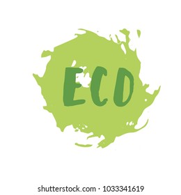 Eco hand drawn vector badge. Handwritten logo templates. Element for graphic design - banner, poster, flyer, tag, menu.