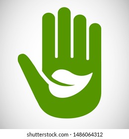Eco hand icon with leaf symbol