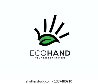 eco hand leaf logo design inspiration