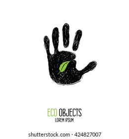 Eco hand. Original hand drawn high quality vector object.
