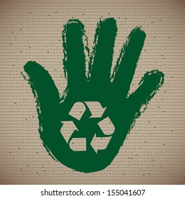 eco hand over lineal background vector illustration