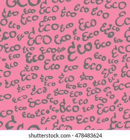 ECO hand written seamless background / texture. Vector file contains text and  red background layer.