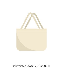 Eco handbag icon flat vector. Fabric bag. Reusable cotton bag isolated