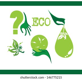 eco hands vector collection of ecological symbols and signs