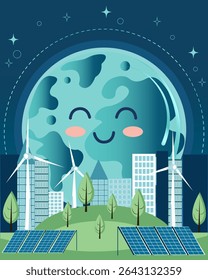 eco happy planet vector illustration