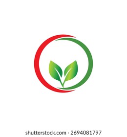 Eco Harmony Leaf Logo - Grün und Rot Kreislauf Natursymbol