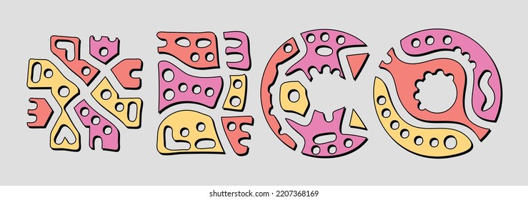 ECO Hashtag. Doodle isolate text. Colored curves decorative doodle letters. Trendy popular Hashtag #ECO for ecological booklet, natural product, eat. Stock vector.