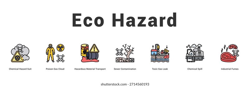 Eco Hazard Ilustración de Anuncio de Web moderno y limpio con íconos temáticos para la comunicación visual
