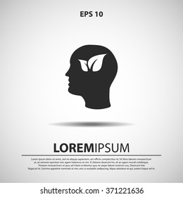 eco head icon for web and mobile. flat design style