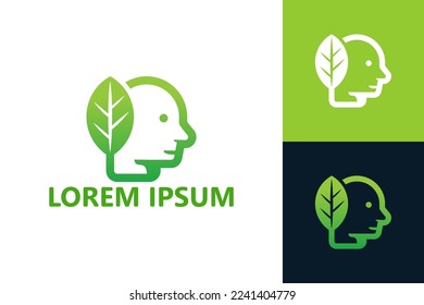 Eco head logo template design vector