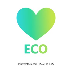 Eco heart icon in blue and green colors. Protect oceans and environment symbol. Vector illustration.
