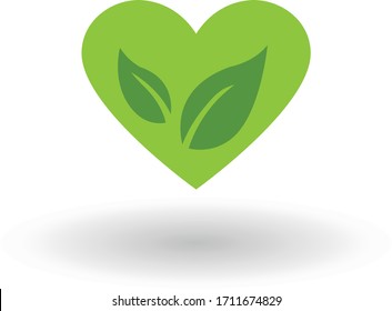 Icono de hoja de corazón ecológico ilustración vectorial aislada.