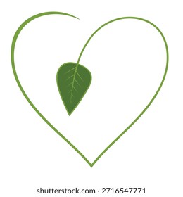 Corazón ecológico con hoja que simboliza el amor y el cuidado de la naturaleza