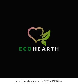 eco heart logo template, natural leaf icon symbol design vector illustration