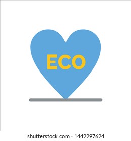 Eco, Heart, Love, Environment  Flat Color Icon. Vector icon banner Template