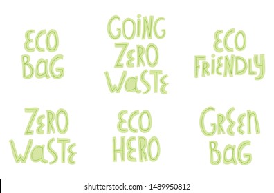 Eco hero, eco bag, go zero waste, green bag, eco friendly hand written quotes. 