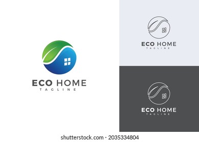 Eco home 3d natural care simple real estate modern builders logo