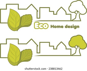 Eco home design. Two icons for design. Vector