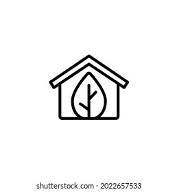 Eco home, green home, eco house simple thin line icon vector illustration 