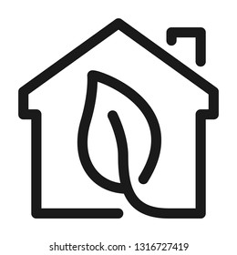 Eco home icon. Ecology symbol. Line style