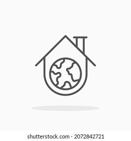 Eco Home icon. Editable Stroke and pixel perfect. Outline style. Vector illustration. Enjoy this icon for your project.