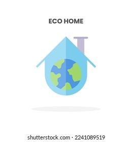 Icono de Eco Home plano. Ilustración vectorial sobre fondo blanco. Se puede usar para web, app, producto digital, presentación, interfaz de usuario y muchos más.