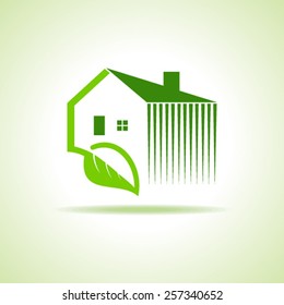 Eco home icon with leaf on white background stock vector