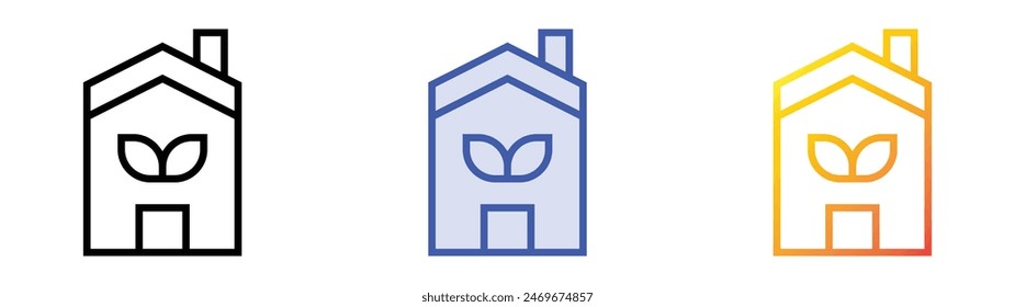 eco home icon. Linear, Blue Fill and Gradient Style Design Isolated On White Background