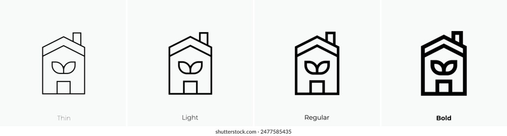eco home icon. Thin, Light Regular And Bold style design isolated on white background