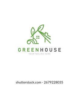Concepto de negocio del diseño del logotipo de la hoja del hogar de Eco con el elemento plano del estilo