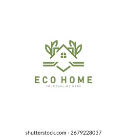 Concepto de negocio del diseño del logotipo de la hoja del hogar de Eco con el elemento plano del estilo