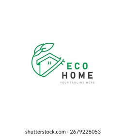 Öko-Home-Blatt-Logo-Design-Geschäftskonzept mit flachem Stilelement