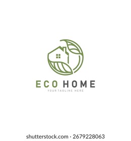Eco home leaf logo design business concept with flat style element
