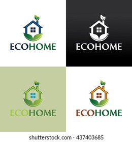 Eco home logo design template ,House logo design concept ,Vector illustration